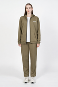 Women Zip Hoddie Plus Pant OliveGreen Co-ord Set
