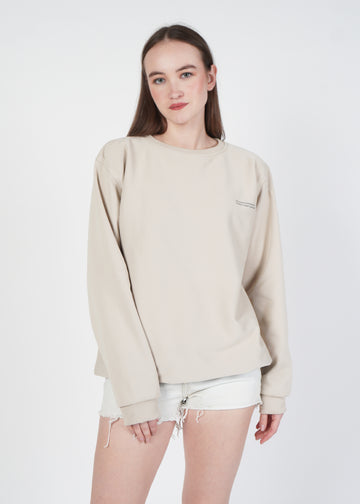 Oversized Beige Minimal Sweatshirt