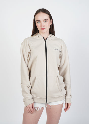 Soft Heart Beige Zip Hoodie