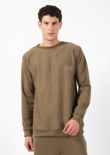 Olive Minimal Crew Neck Sweatshirt