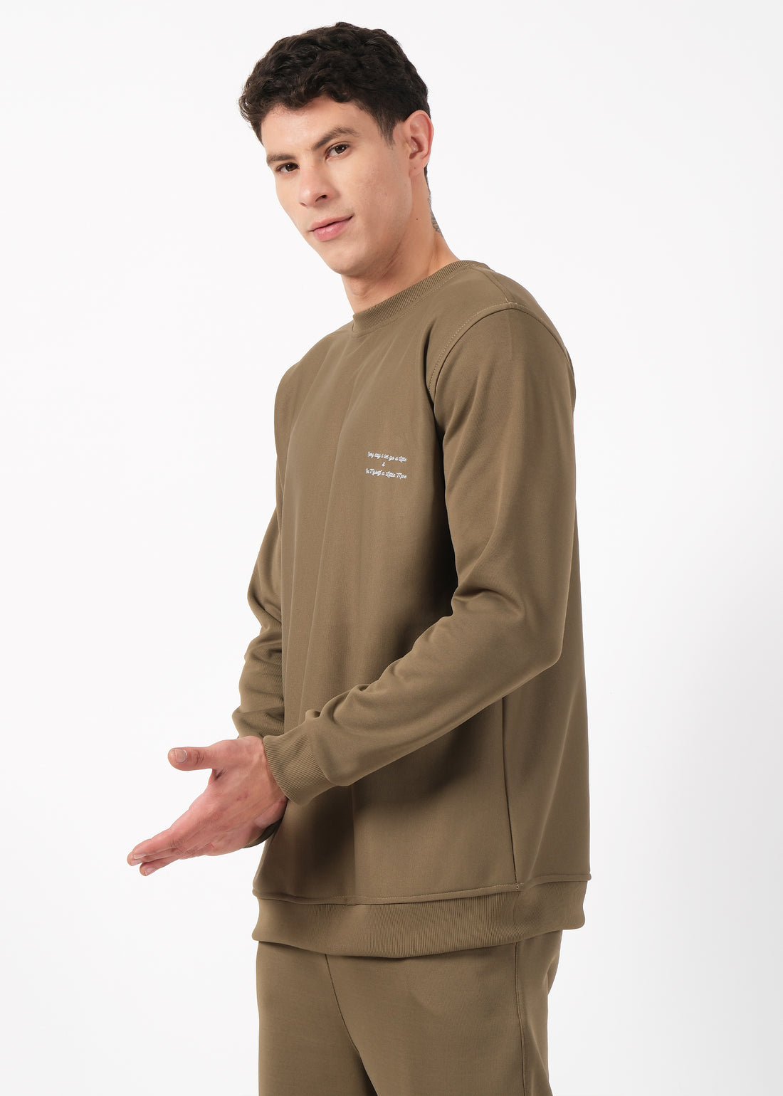 Olive Minimal Crew Neck Sweatshirt