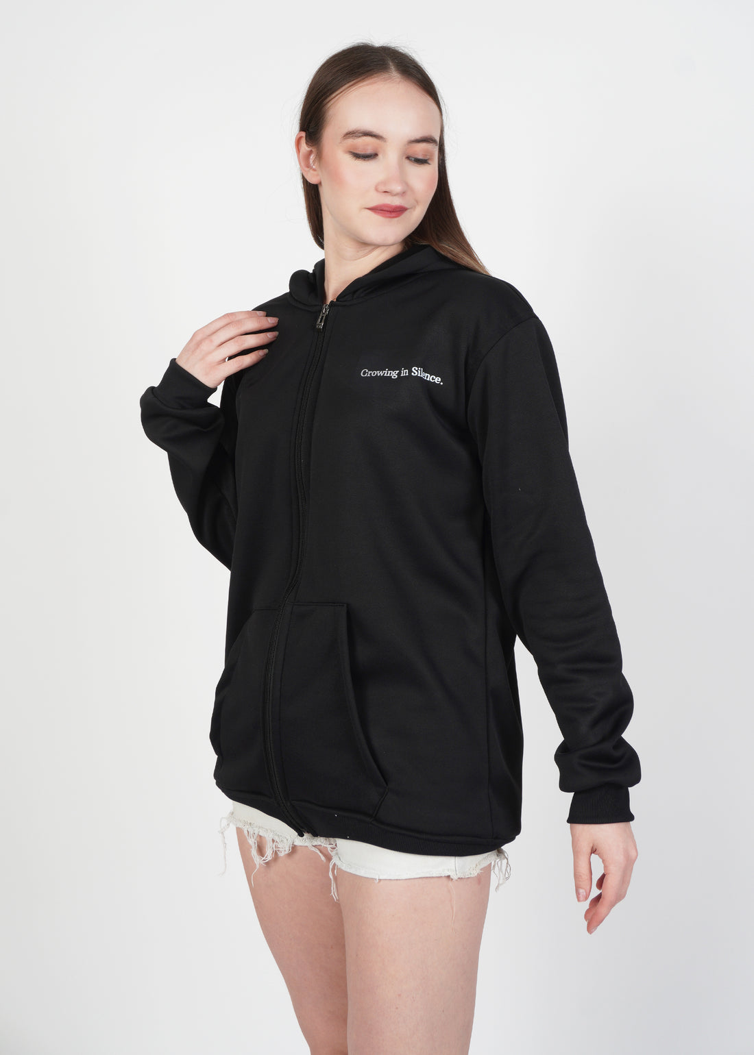 Growing in Silence Black Zip Hoodie