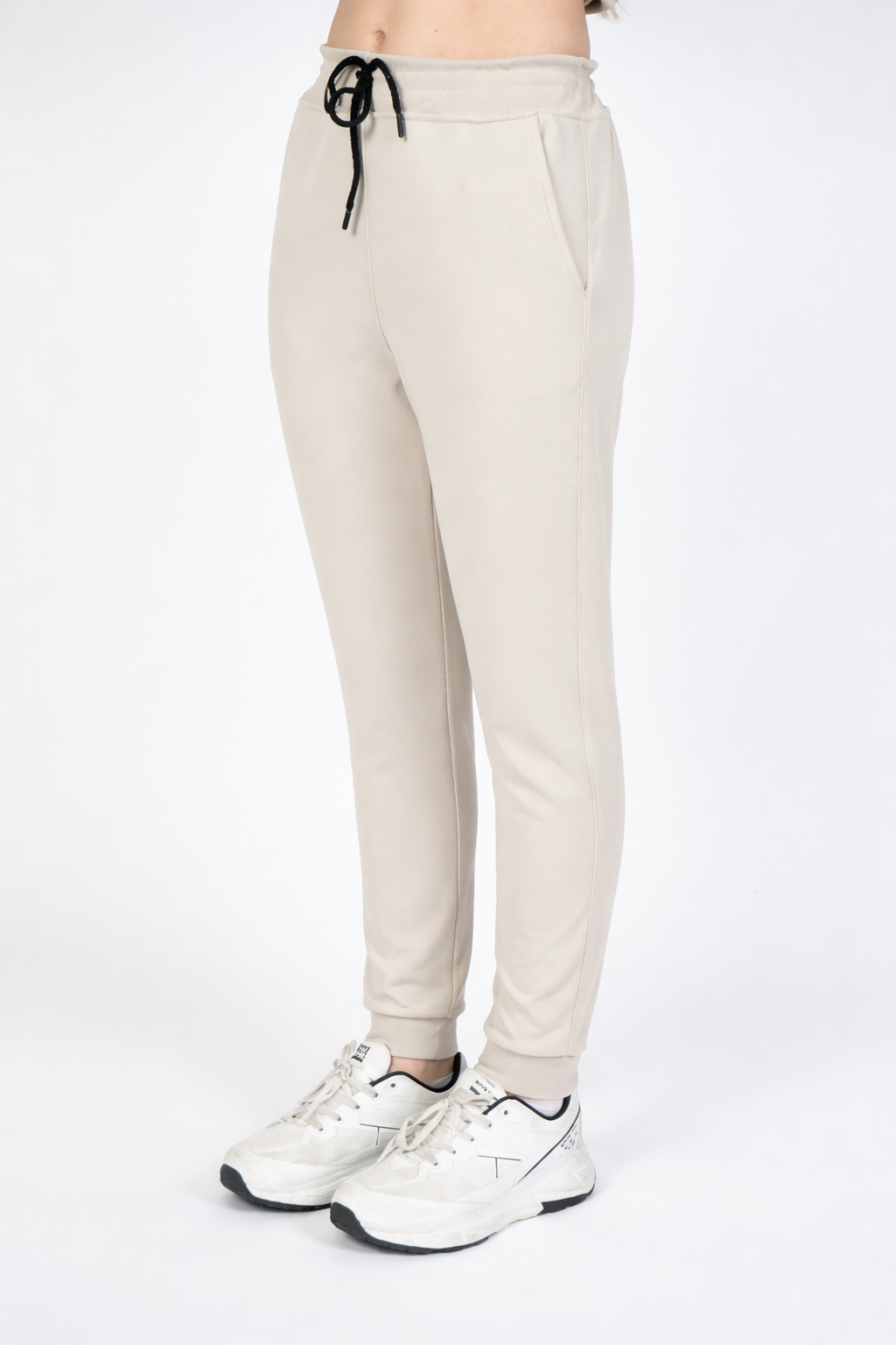 Beige Slim Tapered Jogger